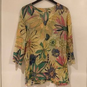 Cotton tunic, floral, multi colored